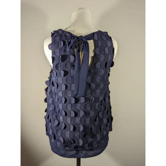 Maeve by Anthropologie Navy Sleeveless Dimensional Blouse Women's Size 0 - Picture 4 of 6